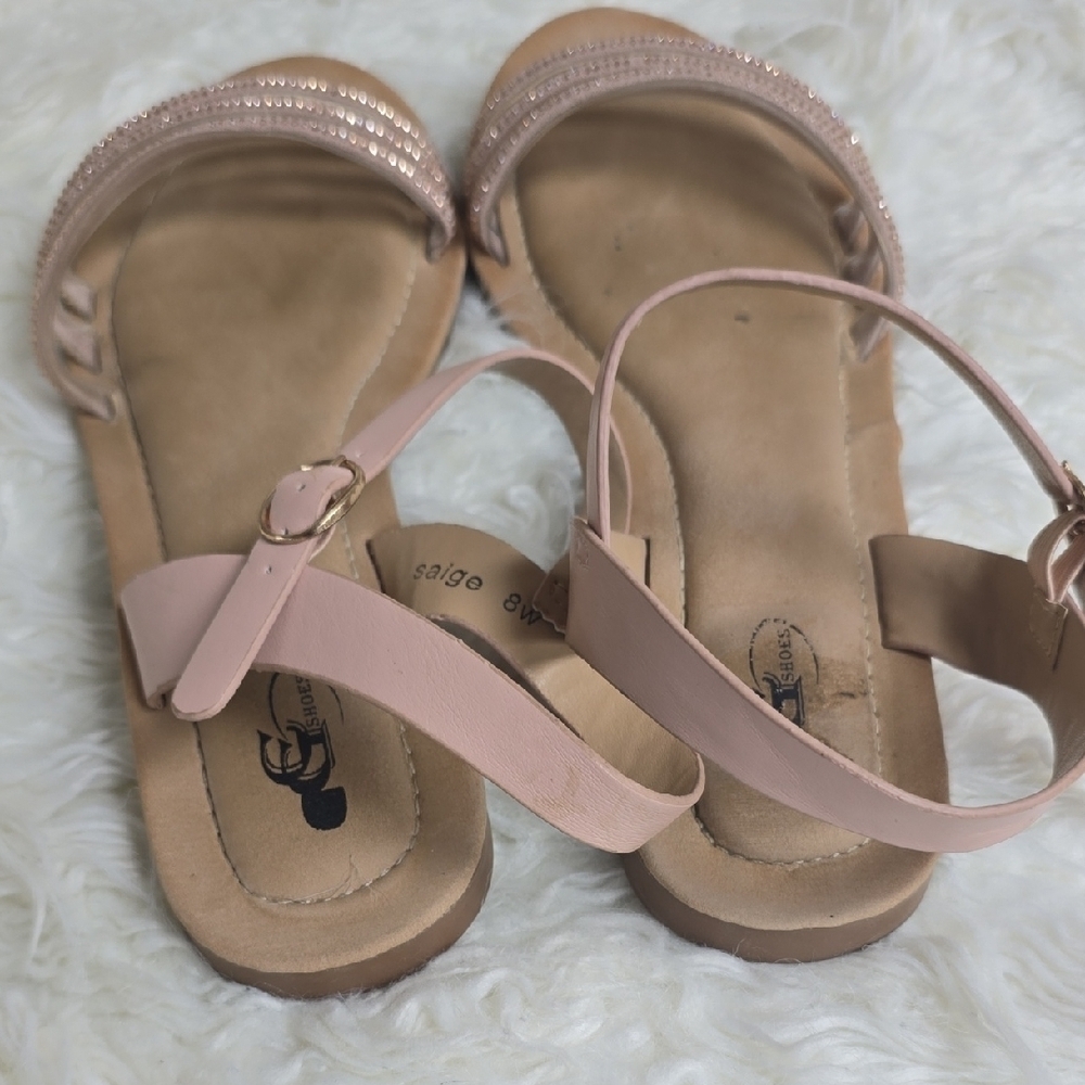 Chic Pink and Tan Sandals with Secure Ankle Strap - Picture 5 of 10